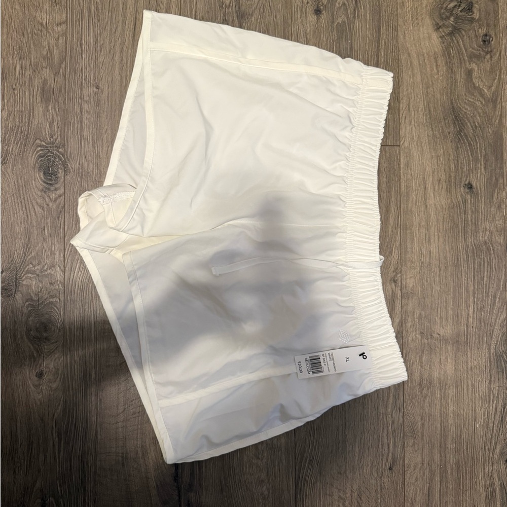 White Athletic Shorts with Structured Fabric